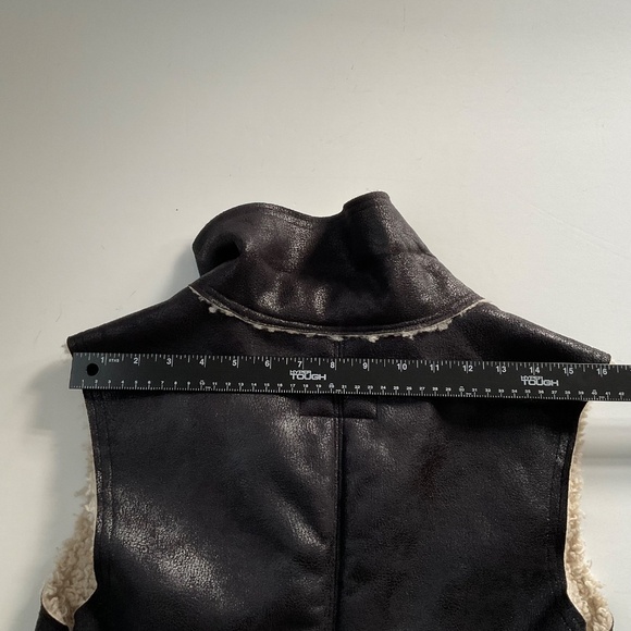 Sanctuary Faux Suede Sherpa Vest SzM Black Zip Up Western Boho 70s Ranch Cowgirl - Picture 6 of 9